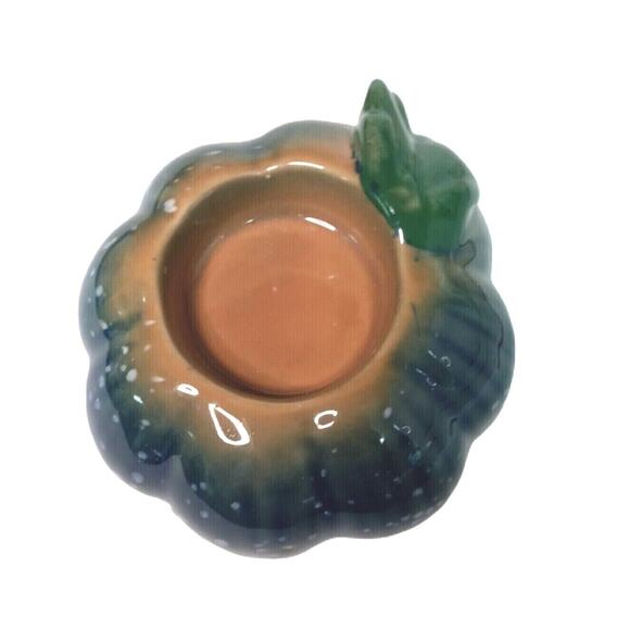 Vintage Pumpkin Tealight Candle Holder Fall Thanksgiving Home Decor Glazed 3.5" - Picture 5 of 10